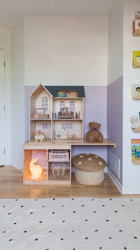 Play corner done! 🙌🏻 We opted for a quick Ikea hack using the Trofast storage we already had at home and scrap wood. Added some paint and w… | Instagram Trofast Storage, Rabbit Lamp, Play Corner, Mushroom Lamp, Scrap Wood, Ikea Hack, Home Decor Items, The Kids, To Play