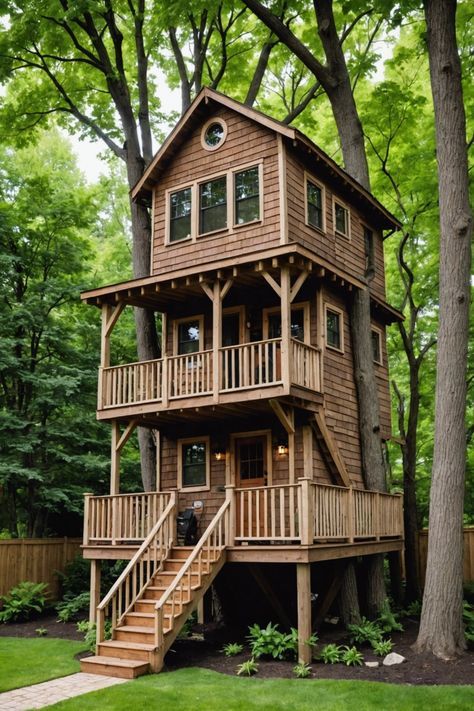 House Design App, Cool Tree Houses For Kids, Club House Design, Dark Modern Home, Tree House Ideas, Adult Tree House, Treehouse Ideas, Simple Tree House, Luxury Tree Houses