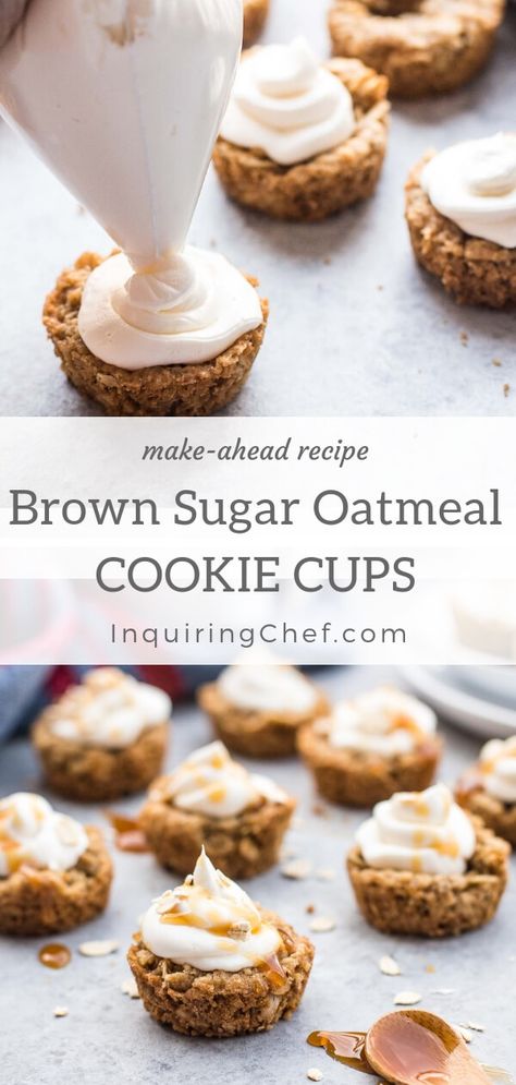 Appetizers For Party Bite Size, Brown Sugar Oatmeal Cookies, Mini Muffin Tin Recipes, Sugar Cookie Cups, Oatmeal Creme Pie, Brown Sugar Oatmeal, Cookie Cups Recipe, Oatmeal Cream Pies, Cream Pies