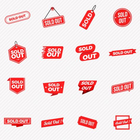 Collection of sold out banners, labels, stamps, and signs Premium Vector Sold Out Poster Design, For Sale Sign Design, Sold Out Poster, Sold Out Logo, Headline Design, Sale Icon, Shop Vector, Yellow Business Card, Glowing Background