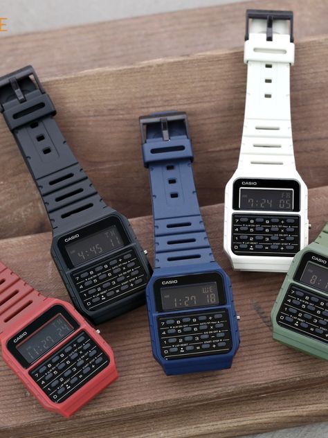 Casio Calculator, Watch Bands Leather, Calculator Watch, Calculator Design, Casio Watches, Nato Strap Watches, Wrist Accessories, Double Black, Accesories Jewelry