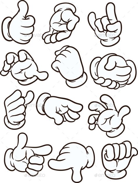 Cartoon hands making different gestures. Vector clip art illustration with simple gradients. Each on a separate layer. EPS10 file Art And Illustration, Drawing Eyes, Cartoon Hands, Hand Gestures, Blog Graphics, Graffiti Characters, Graffiti Drawing, Graffiti Lettering, Vintage Cartoon