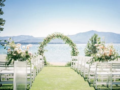 Edgewood Lake Tahoe Wedding, Edgewood Tahoe Wedding, Lake Tahoe Wedding Summer, Lake Wedding Ceremony, Scenic Wedding Venues, Lake Tahoe Wedding Venues, Lake Wedding Venues, Garden Wedding Ceremony, Edgewood Tahoe