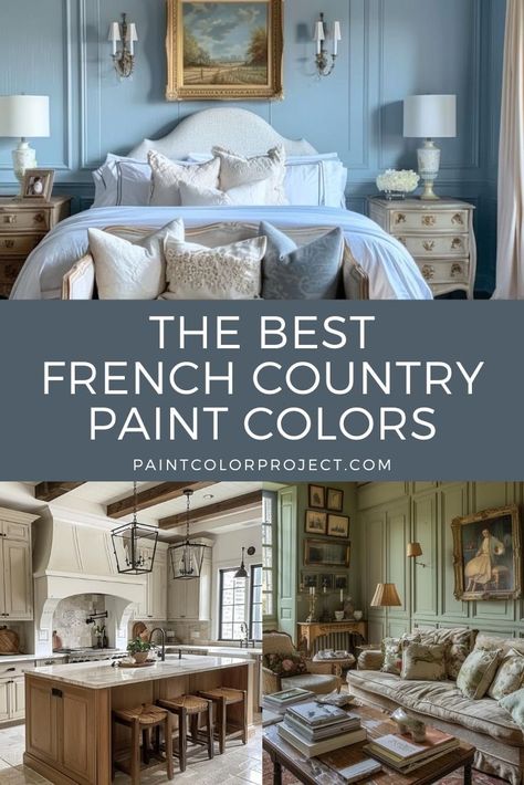 best French country paint colors Country French Wallpaper, Country Chic Interior Design, Country Kitchen Wall Colors, Sw French Moire, French Country Inspiration, French Color Palette Vintage, French Provincial Paint Colors, Modern Country French, French Blue Paint Color