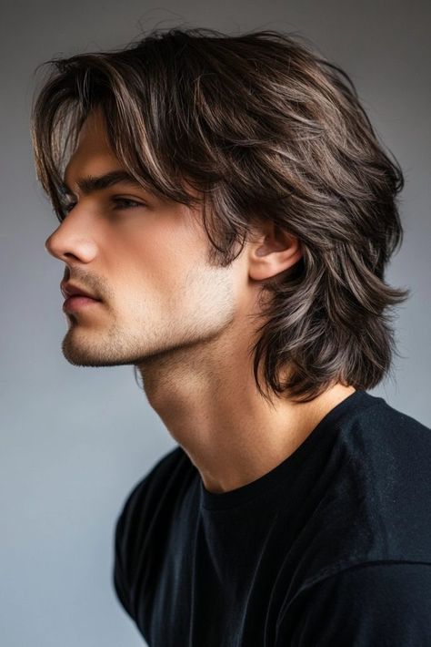 29 Bold Men's Mullet Hairstyles That Make The Cut Mens Long Mullet Hairstyle, Man Haircut Long Hair, Long Wavy Mullet Men, Long Guy Haircuts, Mens Hairstyles Long Wavy, Mid Length Men’s Haircut, Best Mullet Haircuts Men, Men Long Hair Layers, Long Hair Fringe Men