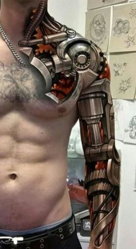 Biomechanical Tattoo Arm, Mechanical Arm Tattoo, Biomech Tattoo, Biomechanical Tattoo Design, Amazing 3d Tattoos, Mechanic Tattoo, Optical Illusion Tattoo, Room Design Modern, Biomechanical Tattoo