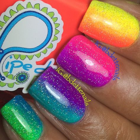 bdettenails's photo on Instagram Bright Nails Neon, Wedding Nail Polish, Unghie Sfumate, Colorful Nail, Bright Nails, Rainbow Nails, Short Nail Designs, Neon Nails, Nail Polish Designs