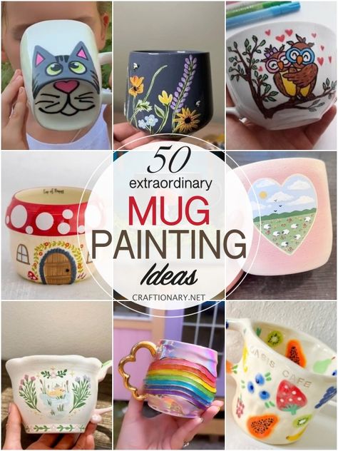 Coffee Cups Acrylic Painting, Diy Cup Painting Mugs, Draw On Mugs Diy, Diy Coffee Mugs Paint, Decorating Mugs Diy, Coffee Mug Decorating Diy, How To Paint Mugs, Coffee Mug Painting Ideas Easy, Painting On Coffee Mugs