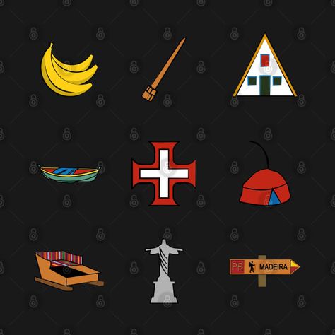 Check out this awesome 'Madeira+Island+icons%3A+Bananas%2C+Poncha%2C+Santana+House%2C+...' design on @TeePublic! Nova Tattoo, Christ The Redeemer, Walking Routes, Funchal, Fishing Boat, Kids Magnets, 40th Birthday, Case Stickers, Cool Walls