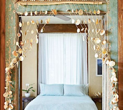 Shell Curtain, Seashell Garland, Shell Garland, Beach Room Decor, Beach Room, Sea Shell Decor, Shell Decor, Diy Curtains, Curtains Living Room