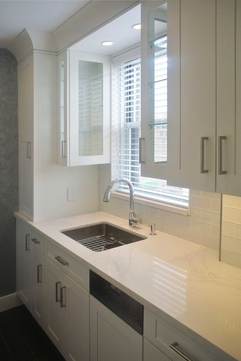 7. Build In Recessed Overhead Lighting. Lighting is so important and so neglected. Recessed Lighting Over Kitchen Sink, Over The Sink Lighting, Manhattan Kitchen, Over Kitchen Sink, Kitchen Sink Lighting, Tiny Kitchens, Kitchen Built In, Urban Kitchen, Genius Ideas