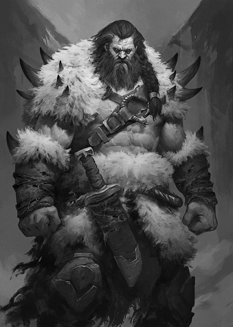 Dnd Goliath Barbarian, Dhampir Barbarian, Vampire Barbarian, Dnd Barbarian Male, Werewolf Barbarian, Zealot Barbarian, Barbarian Aesthetic, Barbarian Rpg, Barbarian Character Design Male