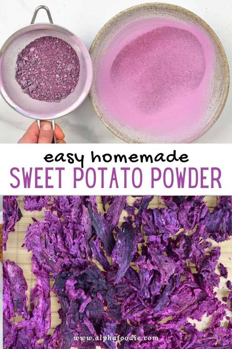 Purple Potato Recipes, Diy Extracts, Sweet Potato Flour, Food Powder, Sweet Potato Powder, Ube Recipes, Sweet Potato Plant, Powdered Food Coloring, Purple Food Coloring