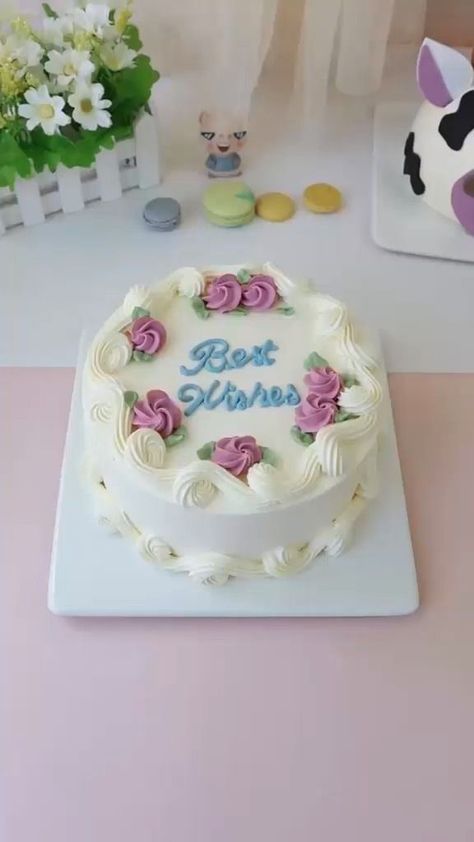 Beautiful simple birthday cake design #cakestyle #cakeart #cake #cakelover | BumBum | Falikul · Valon Simple Birthday Cake Designs, Message Cookies, Frozen Themed Birthday Cake, Korean Cake, Cake Decorating Frosting, Simple Birthday, Simple Birthday Cake, Cake Decorating Designs, Fashion Cakes