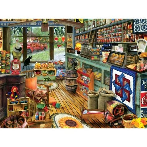 Shopping Day 1000pc Jigsaw Puzzle : Sewing Parts Online Store Puzzles, Store Artwork, Sunsout Puzzles, Large Puzzle Pieces, Tom Wood, Latch Hook Rug Kits, Vintage Red Truck, Tool Room, Puzzle Shop