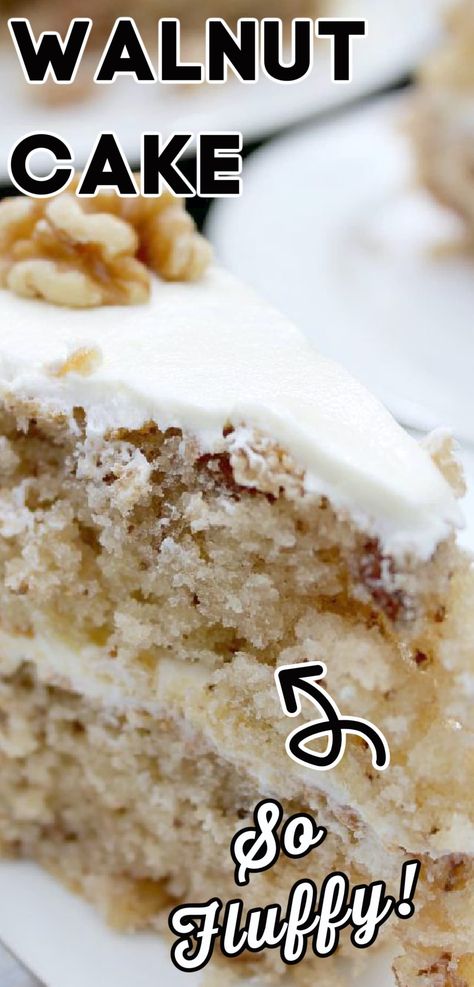 Dessert Recipes With Walnuts Baking, Recipes With Walnuts, Walnut Recipes Healthy, Walnut Desserts, Black Walnut Cake, Fluffy Recipe, Walnut Cake Recipe, Almond Torte, Cherry And Almond Cake