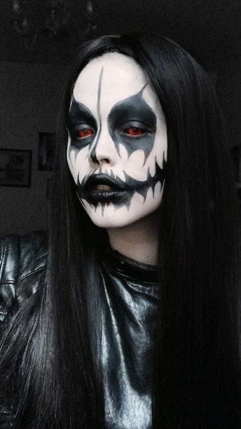 Goth Face Paint, Metal Head Makeup, Corpse Face, Heavy Metal Makeup, Metalhead Makeup, Metal Makeup, Concert Makeup, Corpse Paint, Black And White Face