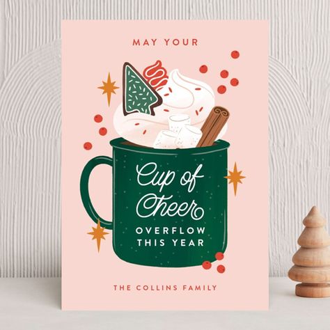 Hot Chocolate Illustration, Chocolate Illustration, Winter Wonderland Card, Cup Of Cheer, Baked Macaroni And Cheese, Cookies Holiday, Cute Christmas Cards, Modern Christmas Cards, Santa Art