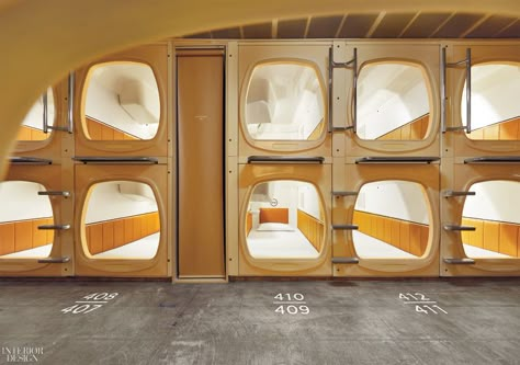 Schemata Architects Makes Over Tokyo Pod Hotel With Finnish Touches. The 25-square-foot capsules were refreshed with custom mattresses and cotton bedding. Pod Hotel Design, Sleeping Pods Small Spaces, Sleeping Pods Design, Capsule Hotel Design, Pod Living, Schemata Architects, Pod Hotel, Nap Pod, Mountain House Interior