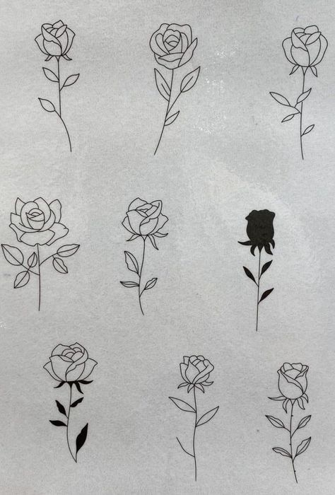 Small Black And White Rose Tattoo, Rose Tattoo Flash Sheet, Minimalist Tattoo Floral, Flash Rose Tattoo, Geometric Flash Tattoo, Rose Flash Sheet, Fine Rose Tattoo, Apprentice Tattoo Flash, Wedding Flash Tattoo