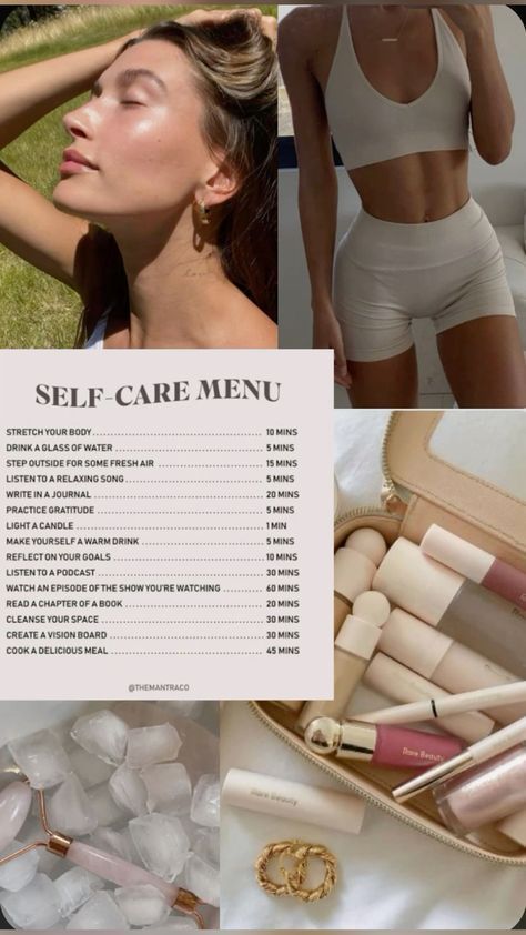 Self Care Menu, Good Meme, Clean Girl, Digital Image, Self Care, Collage, Makeup, Beauty, Make Up