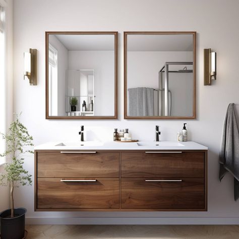 Wooden bathroom mirror