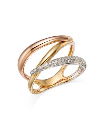 Bloomingdale's Fine Collection Diamond Pave Crossover Ring in 14K Yellow, White & Rose Gold, 0.20 ct. t.w. - Exclusive Futuristic Jewelry, Crossover Diamond Ring, Trendy Jewellery, Favorite Engagement Rings, Everyday Jewellery, Light Jewelry, Jewellery Design Sketches, Crossover Ring, Pave Diamond Ring