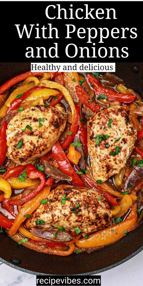 Essen, Chicken Thigh Bell Pepper Recipe, Chicken Peppers Onions Recipe, Chicken Onions And Peppers, Easy Stovetop Recipes, Chicken And Pepper Recipes, Sweet Pepper Chicken, Stovetop Chicken Recipes, Stovetop Chicken Thighs