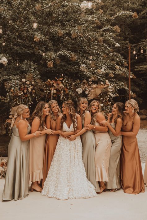 Logan + Aaron's End-Of-Summer Greenhouse Wedding - summersimmons.co Bridesmaids Dresses Boho, Boho Bridesmaids, Boho Wedding Bridesmaids, Boho Bridal Bouquet, Fall Wedding Bridesmaids, Fall Bridesmaids, Bridesmaid Dresses Boho, Fall Bridesmaid Dresses, Mismatched Bridesmaids