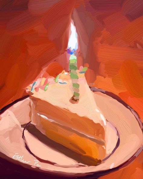 Esther Pai (@pai.esther) posted on Instagram: “Slice of Birthday Cake 🍰 . . Artist: @pai.esther | #foodpaintchallenge with @erikaleesears @alaiganuza @dennispfeil.art . . © 2022 Esther…” • May 24, 2022 at 2:21am UTC Birthday Cake Artist, Slice Of Birthday Cake, Cake Artwork, Cake Sketch, Birthday Cake Illustration, Artist Birthday, Pinterest Cake, Birthday Painting, Cake Drawing