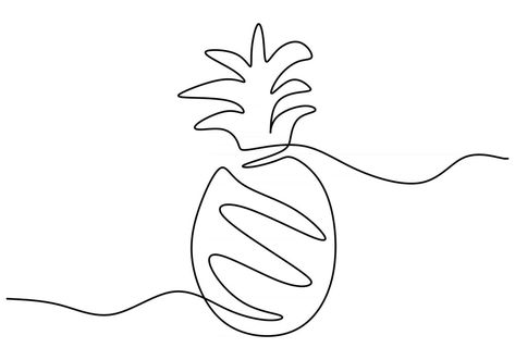 Pineapple Cute Drawing, Drawing Of Pineapple, Fertility Tattoo, Pineapple Doodle, Pineapple Sketch, Pinapple Tattoos, One Continuous Line Drawing, Pineapple Decal, Pineapple Drawing