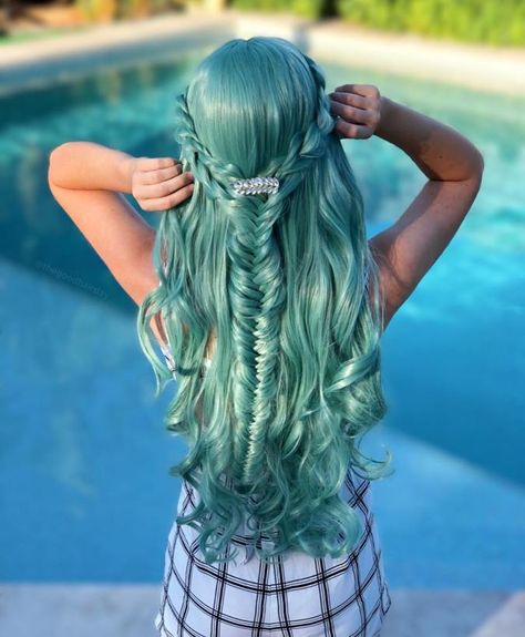 Half Up Mixed Braids Mermaid Hair, Party Hairstyles For Long Hair, Easy Party Hairstyles, Long Face Hairstyles, Hair Color For Women, Creative Hairstyles, Summer Hair Color, Trending Hairstyles, Hairstyles For Long Hair