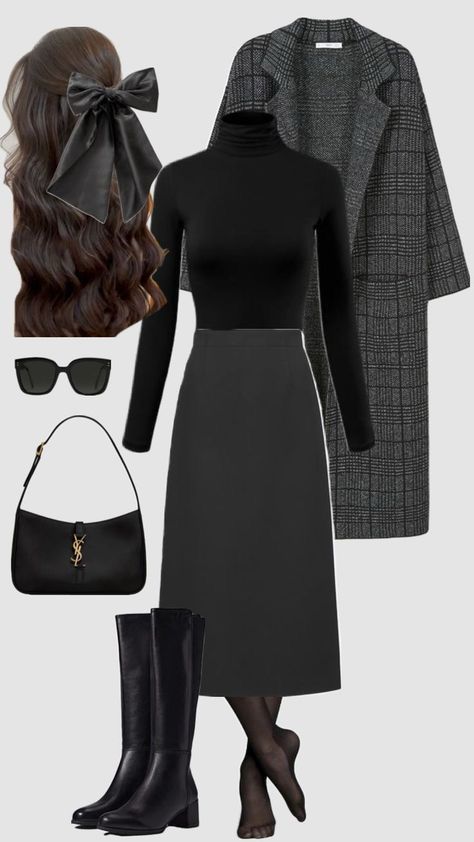 Winter All Black Outfit Classy, Black Winter Outfits Classy, Run Outfit For Women, City Dress Outfits, Outfit Female Aesthetic, Librarian Outfits Women, Old Money Female, What To Wear To A Winter Wedding, White Dress Outfit Winter