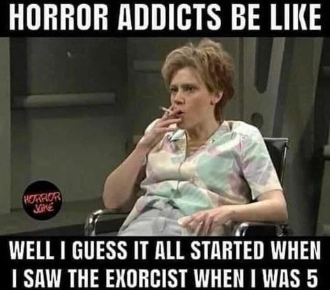 Horror Obsessed on Instagram: "🤣🤣" Horror Movies Funny, Halloween Memes, Horror Movie Icons, Funny Horror, Movie Memes, Jrr Tolkien, Relatable Post Funny, Scary Movies, Sarcastic Quotes