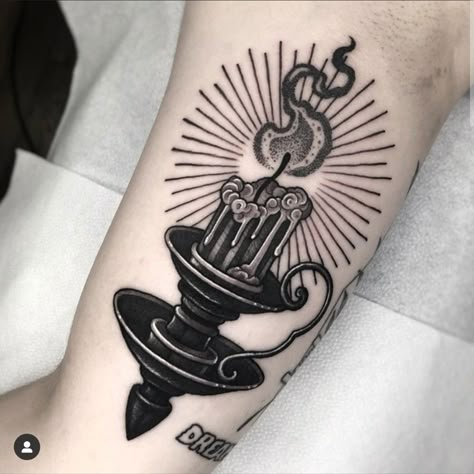 Castle Tattoo, Candle Tattoo, Classy Tattoos, Neon Rainbow, Tattoo Ink, Tattoo Inspo, Tattoo Styles, Tattoo On, Traditional Tattoo