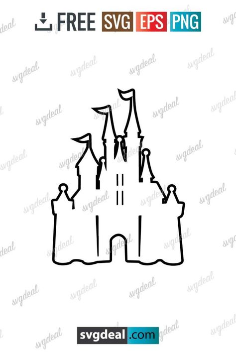 Disney Castle Outline, Disney Family Vacation Svg, Castle Outline, Disney Castle Svg, Disney World Castle, Castle Svg, Castle Tattoo, Types Of Graphic Design, Svg Ideas