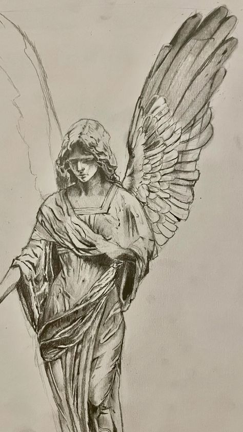 Statues Drawing, Statue With Wings, Greek Drawing, فنسنت فان جوخ, Art Statues, Istoria Artei, Výtvarné Reference, Seni Cat Air, Arte Inspo