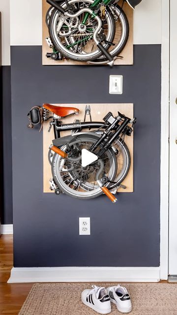 Brompton Storage, Brompton Bicycle, Brompton Bike, Apartment Storage, Riding A Bicycle, Bicycle Frames, Folding Bicycle, Minimal Home, Bike Storage