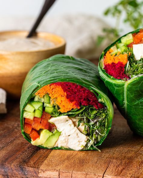 Raw Tofu Recipes, Raw Vegan Aesthetic, Raw Vegan Wraps, Raw Vegan Lunch, Raw Tofu, Raw Foods Diet, Collard Wraps, Raw Eating, Vegan Lettuce Wraps