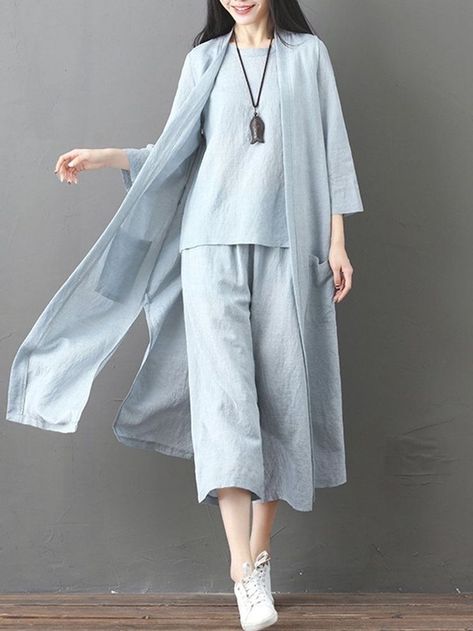 Tunik Linen, Linen Fashion, Casual Wear Dress, Woman Suit Fashion, Mode Casual, Lv Handbags, Stylish Dress Designs, Suit Fashion, Side Split