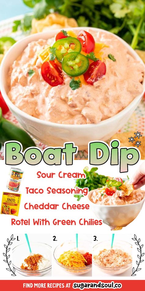 Boat Dip is Tiktok's favorite dip recipe that's filled with mouthwatering Mexican flavor and is made with only 4 ingredients in 5 minutes! This chilled dip makes the best summertime snack! via @sugarandsoulco Boat Dip Recipe, Boat Dip, Delicious Dips Recipes, Lake Food Ideas Summer, Food Ideas Summer, Best Appetizer Recipes, Lake Food Ideas, Dip Recipes Easy, Summer Corn