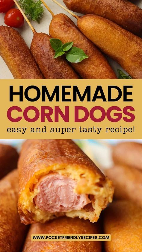 Corn Dog Recipe Without Cornmeal, Pillsbury Corn Dog Wraps, Hand Dipped Corn Dogs, Air Fried Corn Dogs, Easy Corn Dog Recipe, Corn Dog Recipe Air Fryer, How To Make Corn Dogs, Corn Dogs With Jiffy Cornbread, Rodeo Desserts