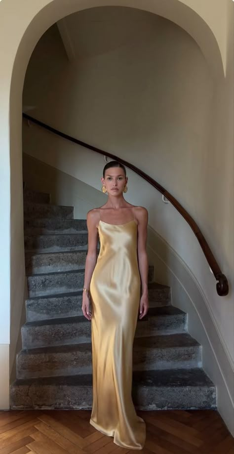 Danielle Copperman, Formal Event Dresses, Gold Dresses, Gold Prom Dresses, Silk Satin Fabric, Formal Fashion, Style Muse, Satin Maxi, Satin Maxi Dress