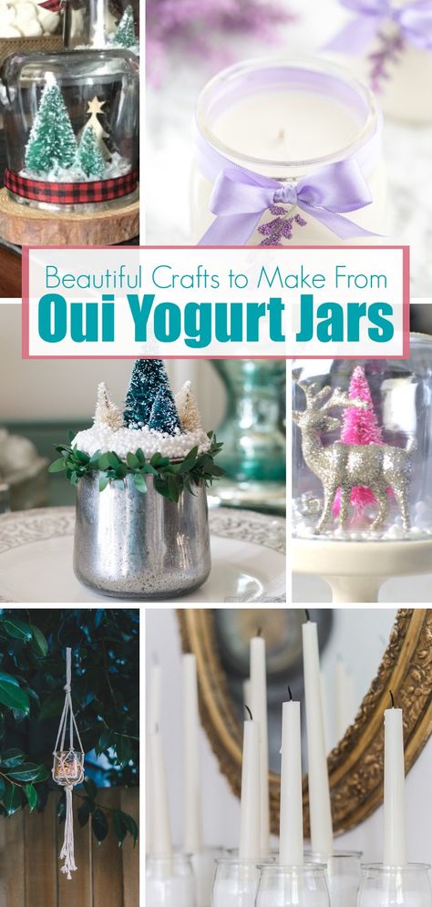 Oui Yogurt, Yogurt Jars, Jars Ideas, Crafts With Glass Jars, Crafts For Teens To Make, Beautiful Crafts, Diy Jar Crafts, Diy Upcycling, Jar Diy