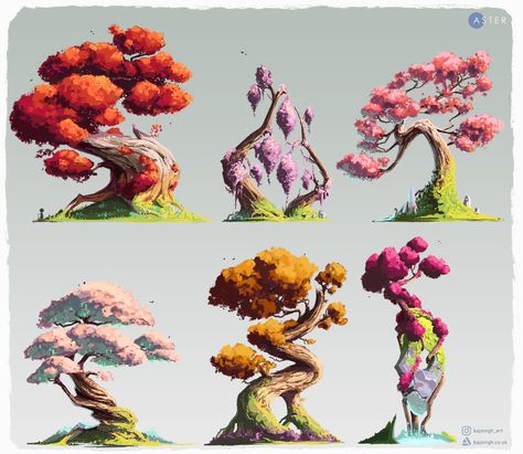 Alien Plants, Fantasy Tree, Tree Sketches, Landscape Concept, Plant Drawing, Arte Inspo, Tree Illustration, Tree Drawing, Environment Concept Art