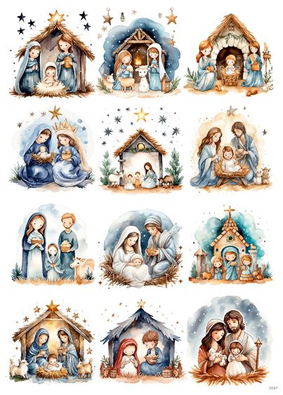 Nativity Watercolor, Nativity Scene Pictures, Nativity Clipart, Christmas Sunday School, Nativity Painting, Christmas Decoupage, Nativity Scenes, Christmas Nativity Scene, Navidad Diy