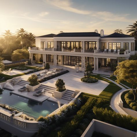 Mansion Modern Luxury, Modern French Villa, Big Modern Mansion, Modern Mediterranean Mansion, Mansion Farmhouse, Luxury French House, Modern Farmhouse Mansion, Modern Mansion Design, Modern French Mansion