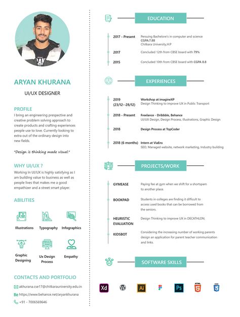 Ux Resume Design, Ux Cv Design, Ux Designer Resume Creative, Resume Design Creative Professional, Ux Design Resume, Cv Ideas Professional Cv, Graphic Designer Cv Ideas, Ui Ux Designer Resume, Ux Resume