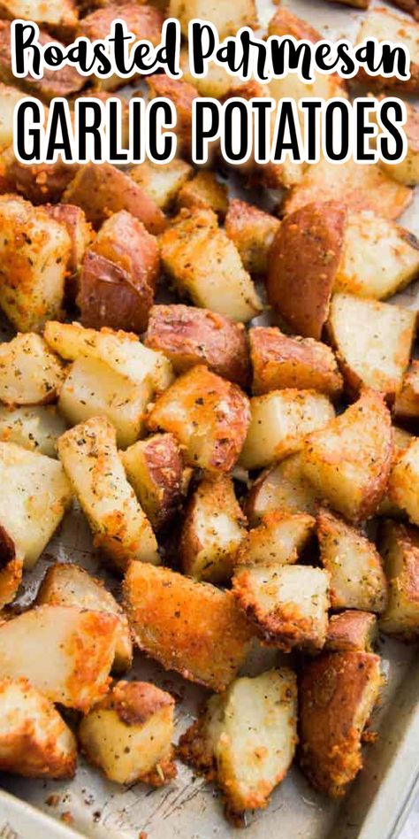 Roasted Potatoes Russet, Parmesan Garlic Potatoes, Red Skin Potatoes Recipe, Garlic Parmesan Roasted Potatoes, Potato Recipes Crockpot, Parmesan Baked Potatoes, Russet Potato Recipes, Easy Scalloped Potatoes Recipe, Potatoes Asparagus