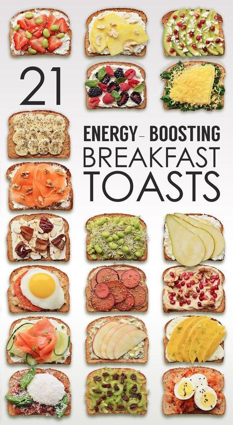 21 Ideas For Energy-Boosting Breakfast Toasts Fedtforbrændende Mad, Breakfast Toasts, Resep Vegan, Resep Diet, Breakfast Healthy, Makanan Diet, Breakfast Toast, God Mat, Lunch Snacks